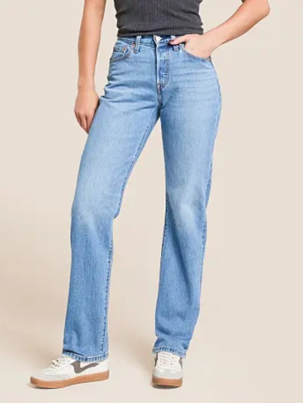 Levi's 501 Curve Straight Stretch Jeans Size 28 Button Fly Medium Wash